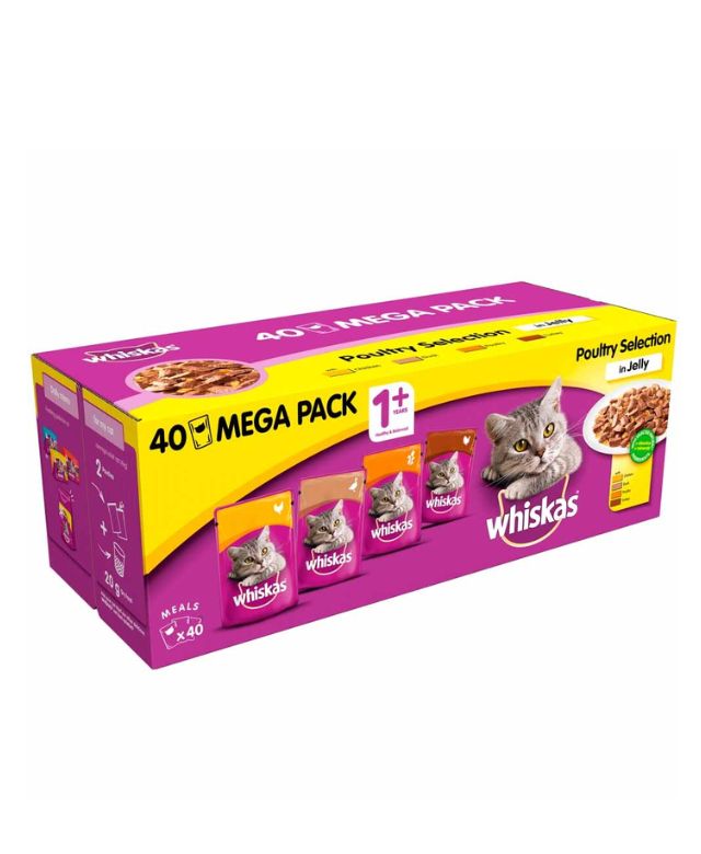 Whiskas 1+ Poultry Pouch Selection In Jelly 40x100g Pouches