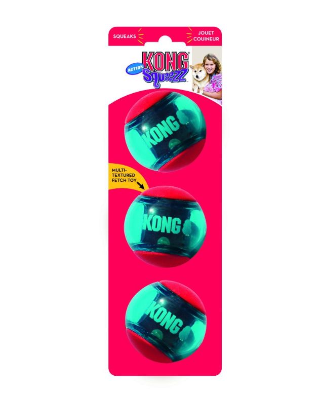 KONG Squeezz® Action Ball Red Small 3pk