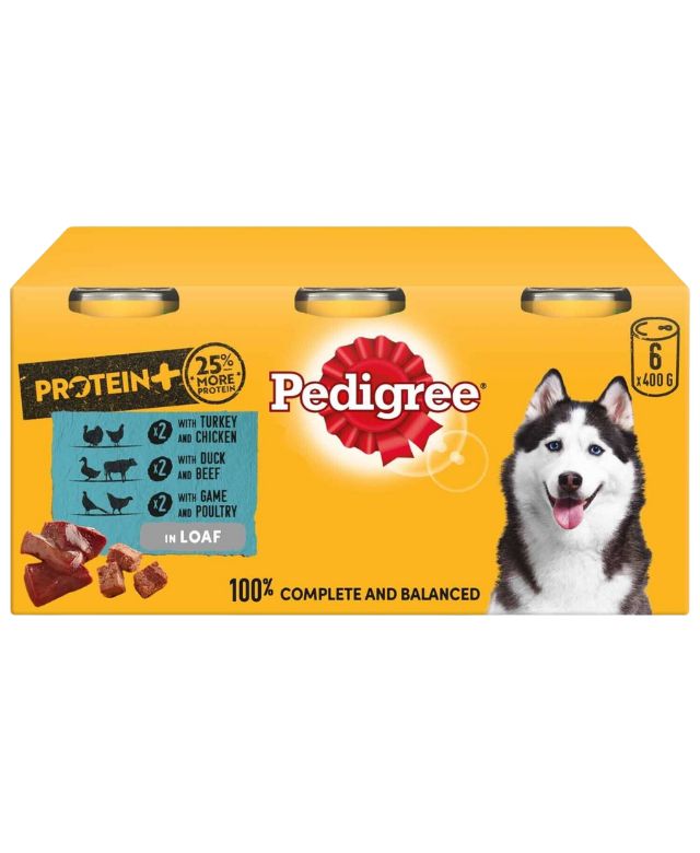 Pedigree Protein+ Adult Wet Dog Food in Loaf - Mixed Selection - 6x400g Cans
