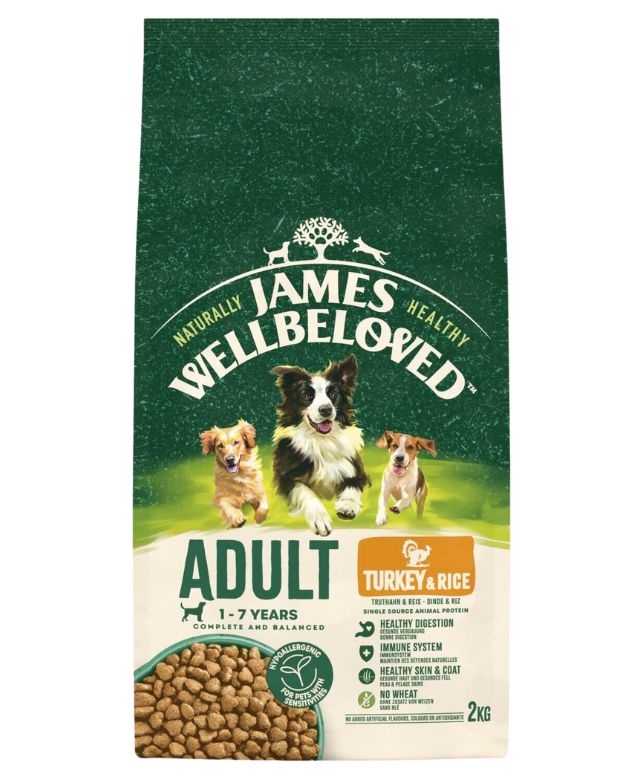 James Wellbeloved Natural Adult Dry Dog Food - Turkey & Rice 2kg bag