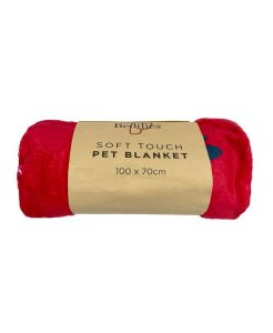 BEDDIES Soft Touch Pet Blanket Bones N Paws - Red - 5098747975236