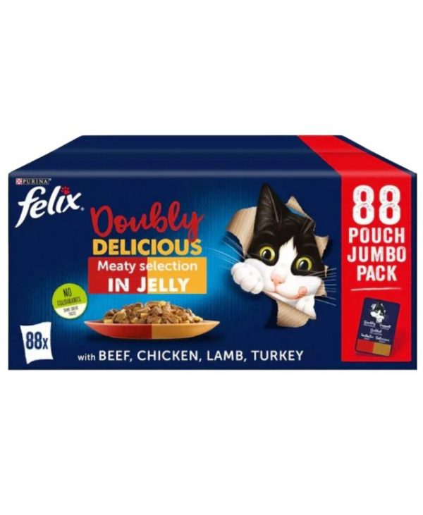 Felix Doubly Delicious Mixed Wet Cat Food Pouches 88 x 100g - 7613035971707