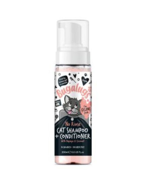 Bugalugs 2in1 Papaya & Coconut Cat No Rinse Shampoo 200ml - 5056176299286