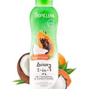 TropiClean Dog and Cat Shampoo & Conditioner, Papaya & Coconut 592ml - 645095202184