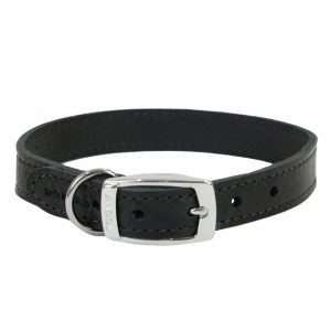 Ancol Classic Leather Collar Black 20-26cm Size 1- 5016646100115