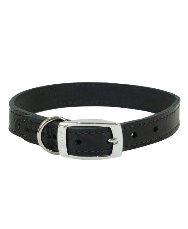 Ancol Classic Leather Collar Black 20-26cm Size 1- 5016646100115