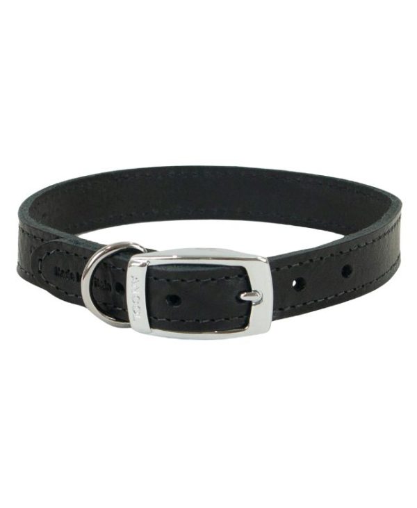 Ancol Classic Leather Collar Black 45-54cm Size 6- 5016646100610