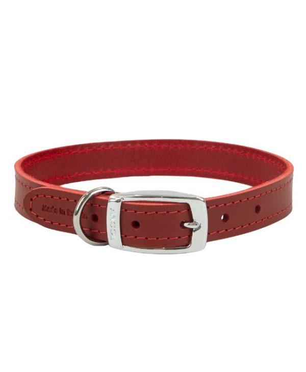 Ancol Classic Leather Collar Red 20-26cm Size 1 - 5016646100122