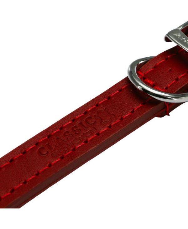 Ancol Classic Leather Collar Red 20-26cm Size 1 strap - 5016646100122