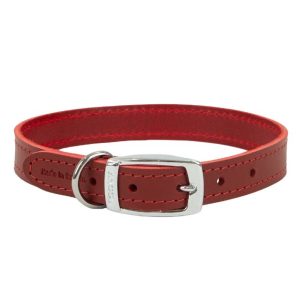 Ancol Classic Leather Collar Red 28-36cm Size 3 - 5016646100320