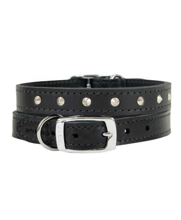 Ancol Heritage Leather Stud Collar Black 26-31cm Size 2- 5016646102119