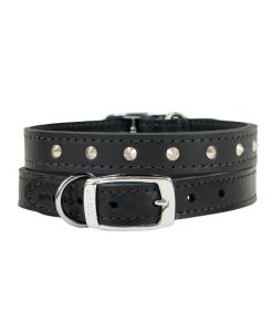 Ancol Leather Stud Collar Black 39-48cm Size 5- 5016646102416