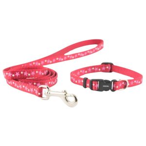 Ancol Small Bite Stars Collar and Lead Set Red- 5016646139825