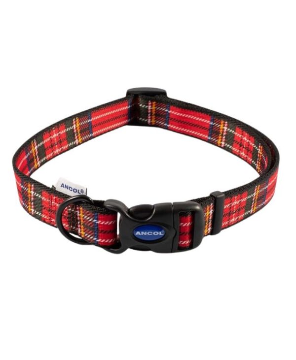 Ancol Small Breeds Nylon Adjustable Collar Size 2-5 Red Tartan - 5016646691323