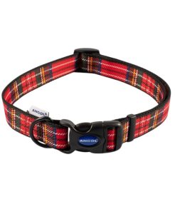 Ancol Small Breeds Nylon Adjustable Collar Size 5-9 Red Tartan - 5016646691422