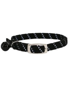 Ancol Softweave Reflective Elastic Cat Collar Black- 5016646673312