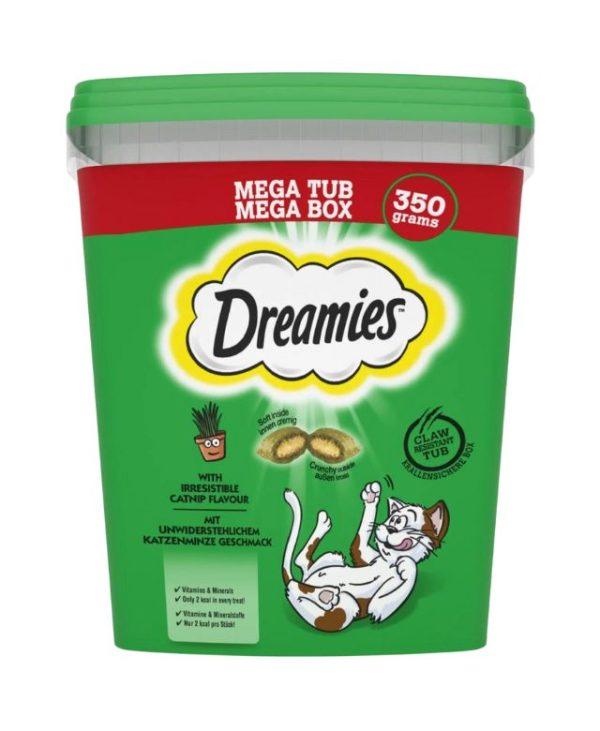 Dreamies Catnip Cat Treats Mega Tub Cat Biscuits - 350g - 4008429161230