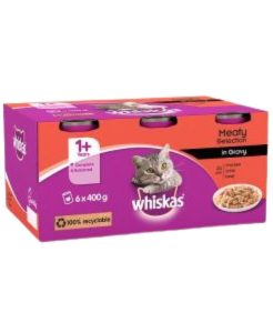 Whiskas 1+ Meat in Gravy Adult Cat Wet Food Tins 6 x 400g - 5000166133265