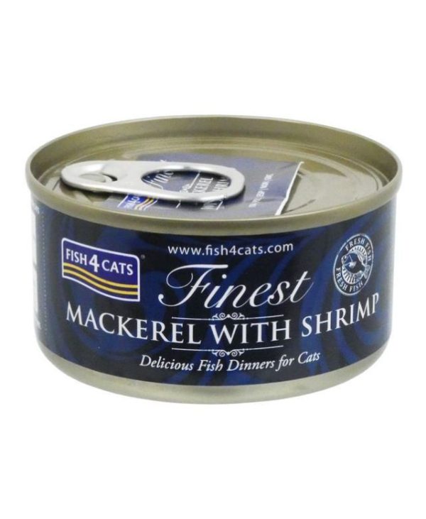 Fish 4 Cats Mackerel and Squid Cat Food Tin - 70g- 5056008806880