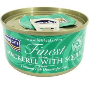 Fish 4 Cats Mackerel and Squid Cat Food Tin - 70g- 5056008806941