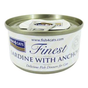 Fish 4 Cats Sardine and Anchovy Cat Food Tin - 70g - 5056008806866