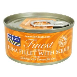 Fish 4 Cats Tuna Fillet With Squid Cat Food Tin - 70g - 5056008802073