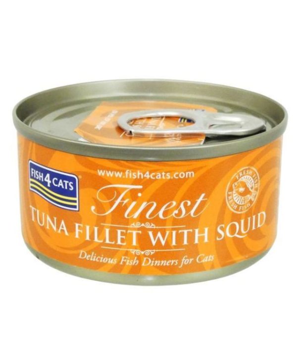 Fish 4 Cats Tuna Fillet With Squid Cat Food Tin - 70g - 5056008802073