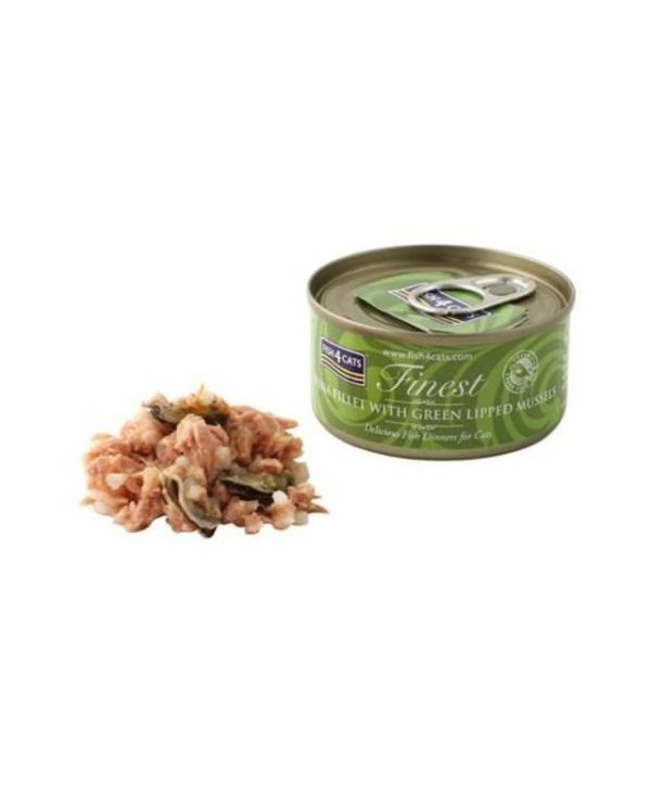 Fish 4 Cats Tuna and Green Lipped Mussels Cat Food Tin - 70g - 5060084829633 (2)