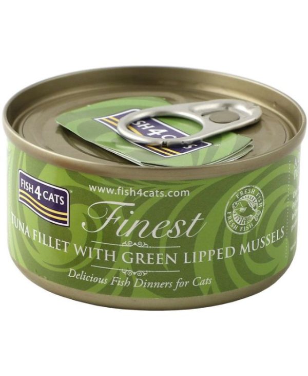 Fish 4 Cats Tuna and Green Lipped Mussels Cat Food Tin - 70g - 5060084829633