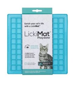 LickiMat Playdate Cat Treat Mat Turquoise - 16cm - 9349785000807