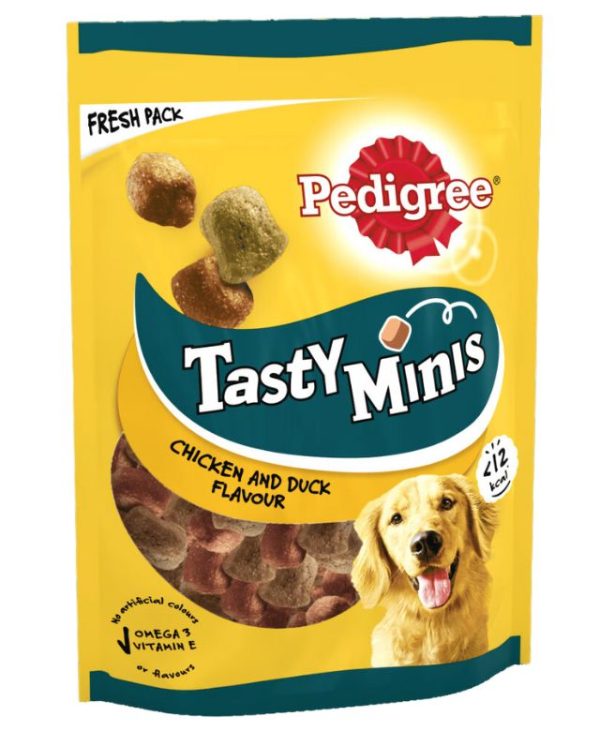 Pedigree TASTY MINIS Adult Dog Treats Chicken & Duck Chewy Cubes 130g - 5998749125564