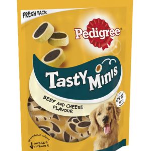 Pedigree Tasty Minis Adult Dog Treats Cheese & Beef Nibbles -140g - 5998749125649