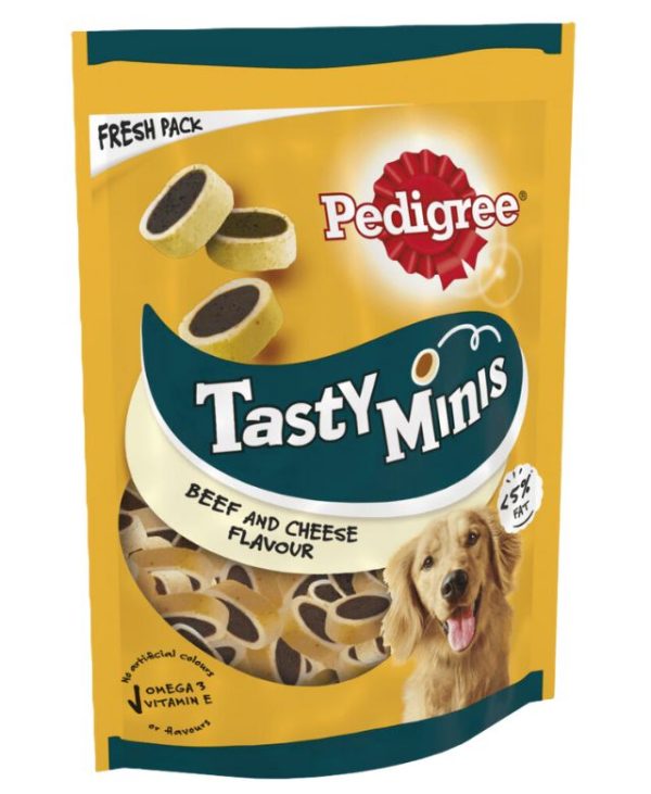 Pedigree Tasty Minis Adult Dog Treats Cheese & Beef Nibbles -140g - 5998749125649