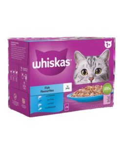 Whiskas 1+ Fish Favourites Adult Wet Cat Food Pouches in Jelly 12 x 85g - 5000166157360