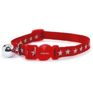 Ancol Reflective Star Red Cat Collar 20-30cm- 5016646672223