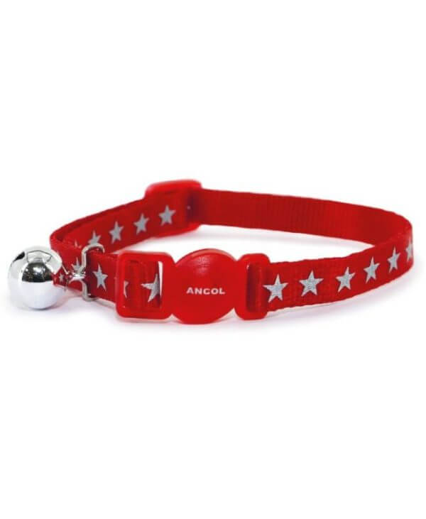 Ancol Reflective Star Red Cat Collar 20-30cm- 5016646672223