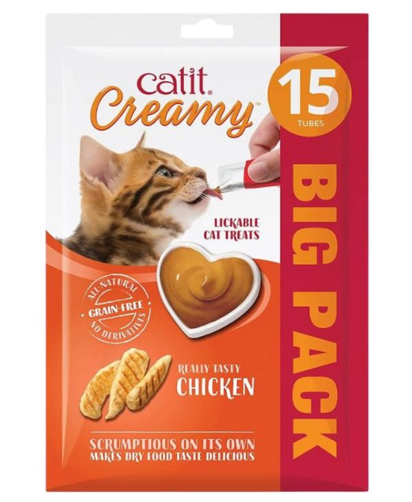 Catit Creamy Chicken Lickable Cat Treats - 15 Pack