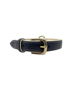 Dapple Navy & Cream Leather Dog Collar - Small 27 -35cm