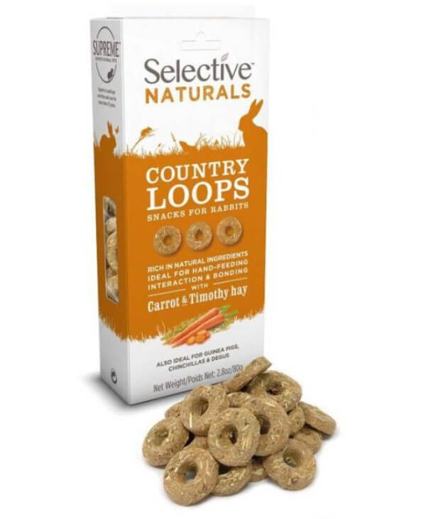 Selective Naturals Country Loops Carrot & Timothy Hay Rabbit Treats - 80g- 730582000371