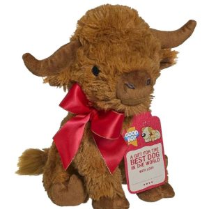 Good Boy Highland Cow Plush Dog Toy Gift - 29Cm