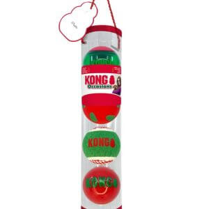 KONG Christmas Occasions Balls Dog Fetch Toy - 4 Pack