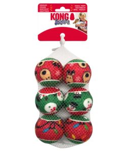 KONG Christmas SQUEAKAIR Balls - 6 Pack Medium