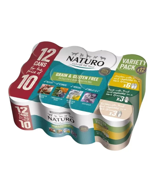 Naturo Tin Multipack Adult Wet Dog Food 10+2 Free